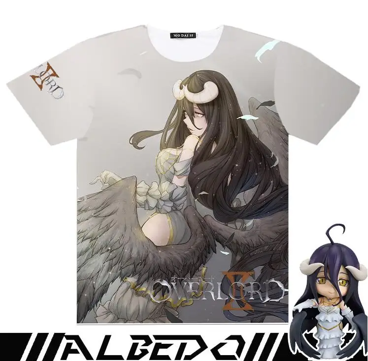 Новое поступление летняя футболка для мужчин и женщин OVERLORD Albedo косплей футболки