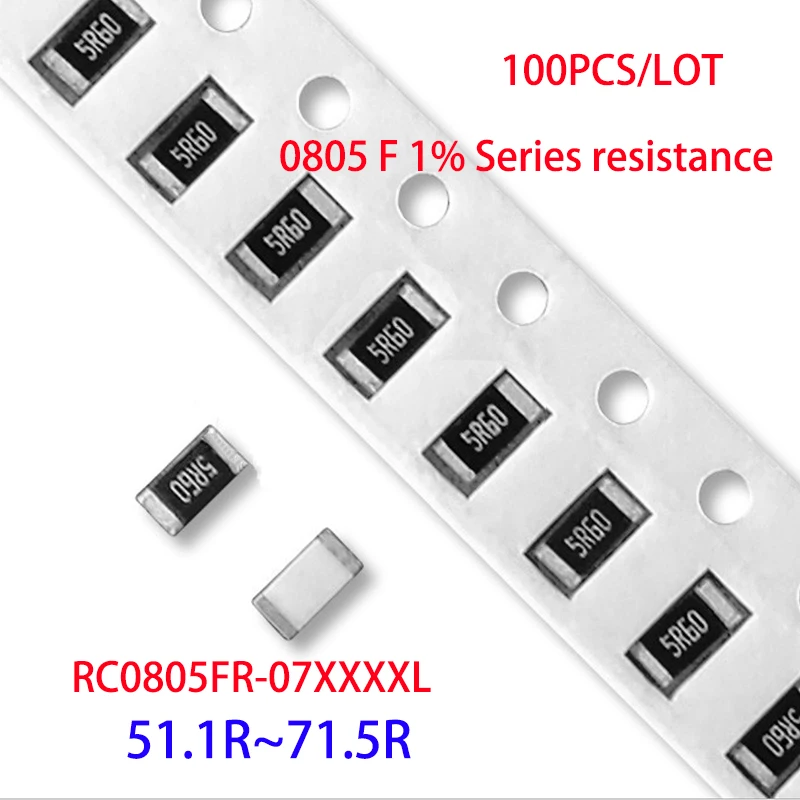 100 шт./0805 F 51.1R/52.3R/53.6R/54.9R/56.2R/57.6R/59R/60.4R /61.9R/63.4R/64.9R/66.5R/68.1R/69.8R/71.5R 2012/1%