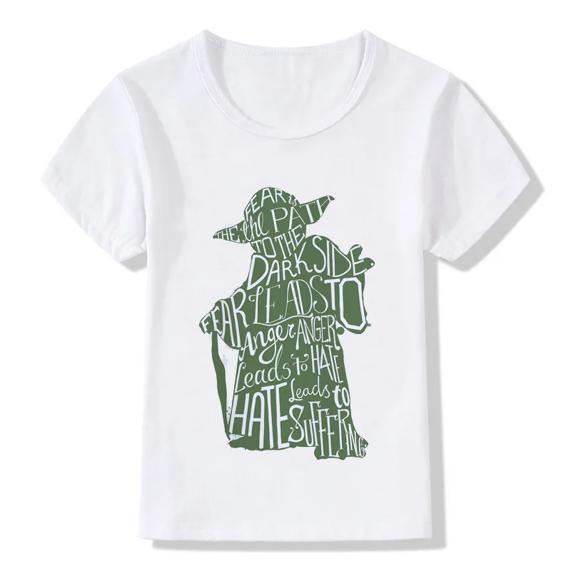 Star Wars новые творческие футболка для мальчиков и девочек модные с короткими рукавами с мультяшным принтом детская одежда Круглый воротник хлопчатобумажная рубашка