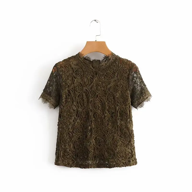 Винтаж chic blusas кружевные красные блузки женские топы и рубашки черного цвета без