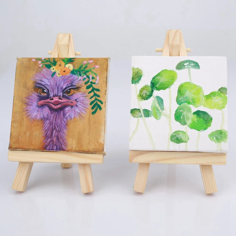 10 Sets Mini Display Easel With Canvas 8X8Cm Wedding Table Numbers Painting Hobby Craft Diy Drawing Small | Канцтовары для офиса и