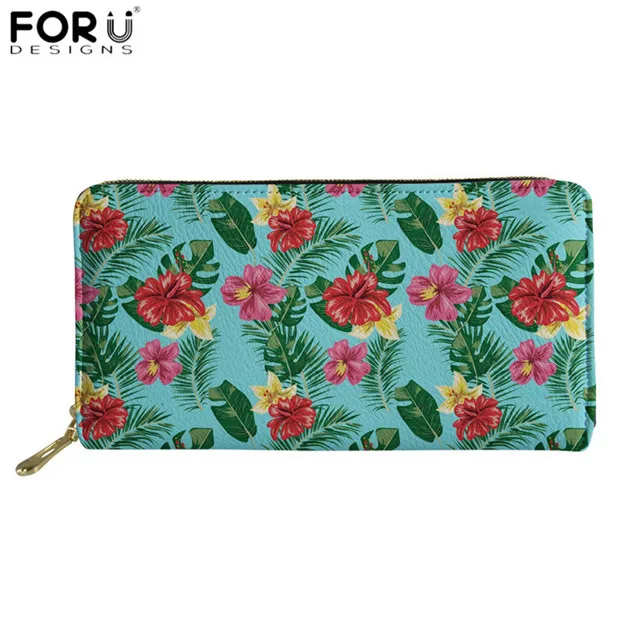 FORUDESIGNS/Новые модные длинные кошельки Гибискус Гавайская тропическая Цветочная дизайнерская Брендовая женская сумка-клатч из искусственной кожи Сумочка для телефона - Цвет: HX430Z21