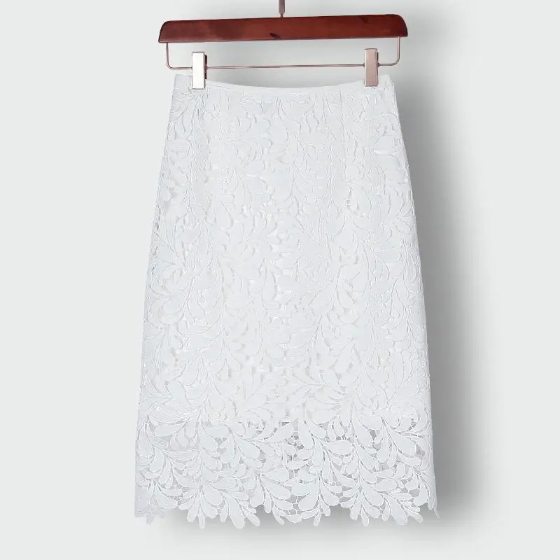 2017 Для женщин Кружево юбка новые летние Высокая талия тонкая однотонная цветы