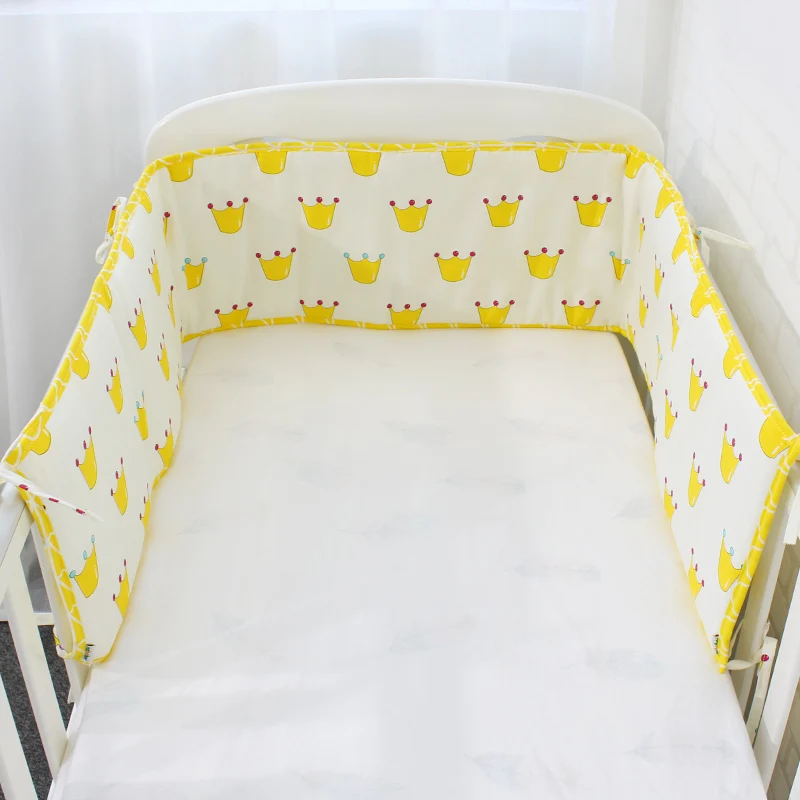 Yellow Crown Детские бамперы в кроватку для новорожденных, хлопковый льняной бампер для детской кроватки, защитный чехол для детской кроватки, 5 цветов, длина 200 см - Цвет: Yellow Crown