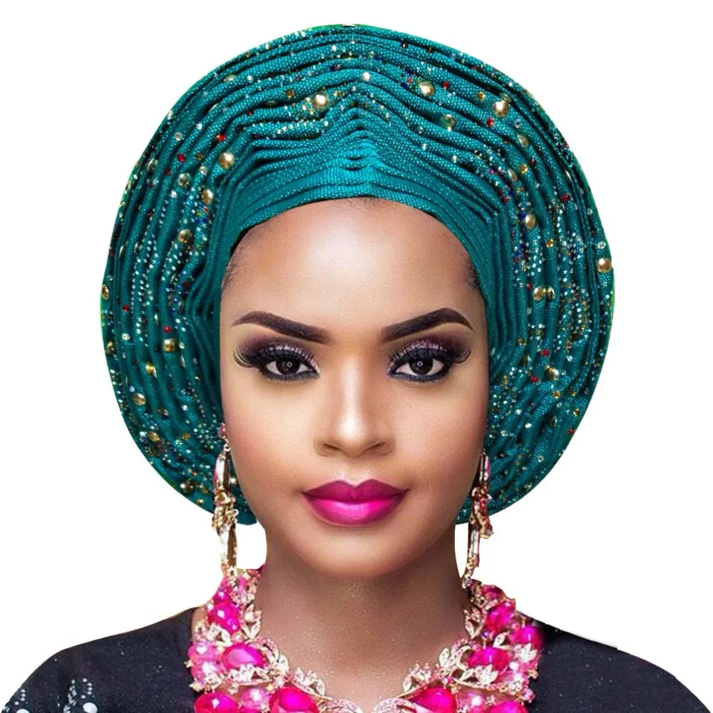 Бесплатная доставка aso oke для ebi Африканский головной убор с бисером|Африканская