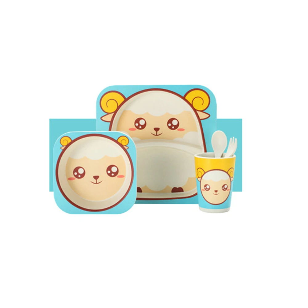 2 Sheep Тарелки для малышей Koala Cat 5 шт./компл. экологически чистые бамбуковые волокна для кормления креативная детская посуда столовая посуда уход за ребенком - Цвет: 2 Sheep