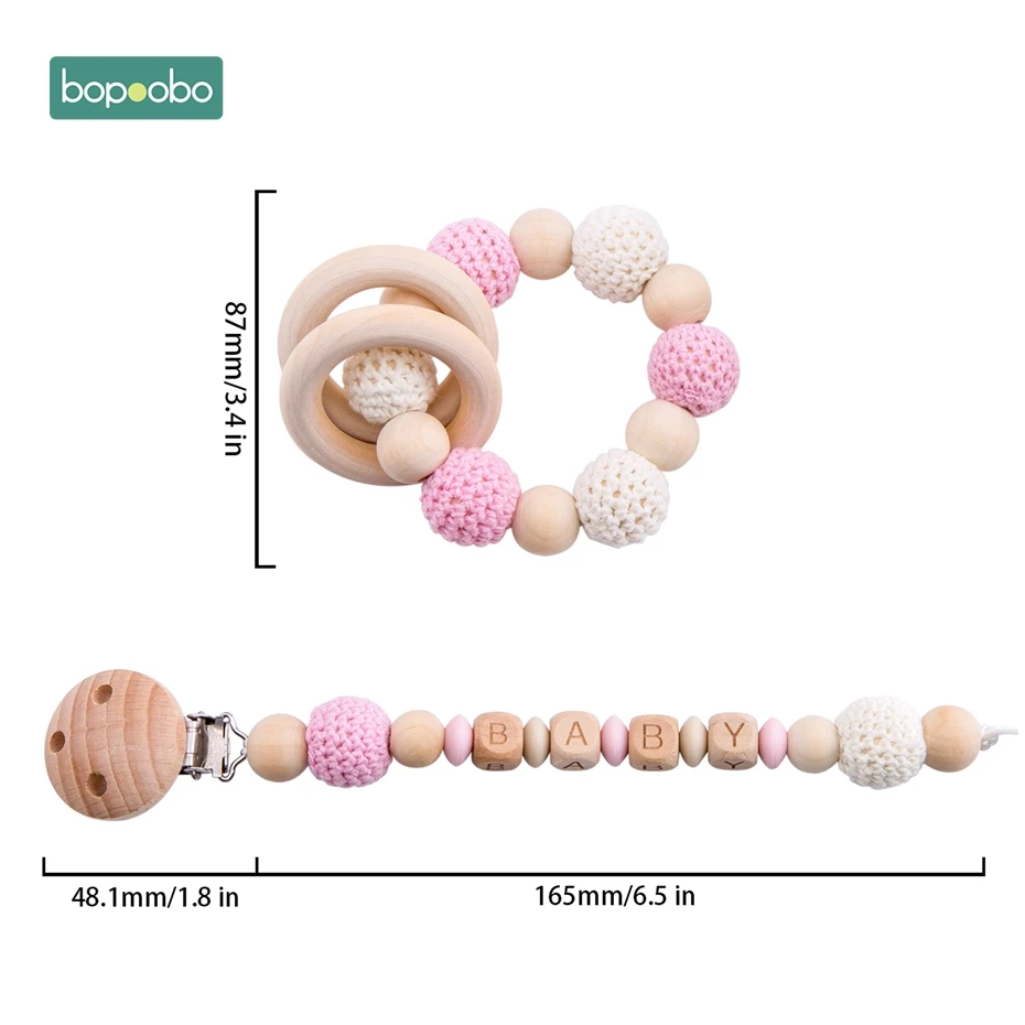 Cow Set 1 Bopobo/детский Прорезыватель для зубов; детская коляска с силиконовыми бусинами для активного отдыха; персональный фиксатор; цепочка для соски; погремушка; держатель для пустышки; деревянный Прорезыватель - Цвет: Cow Set 1