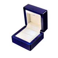 Marriage Proposal Women's Ring Box Blue High Light Piano Lacquer Wooden Jewelry Box Romantic Ring Gift Boxes 10*10*6 cm W025