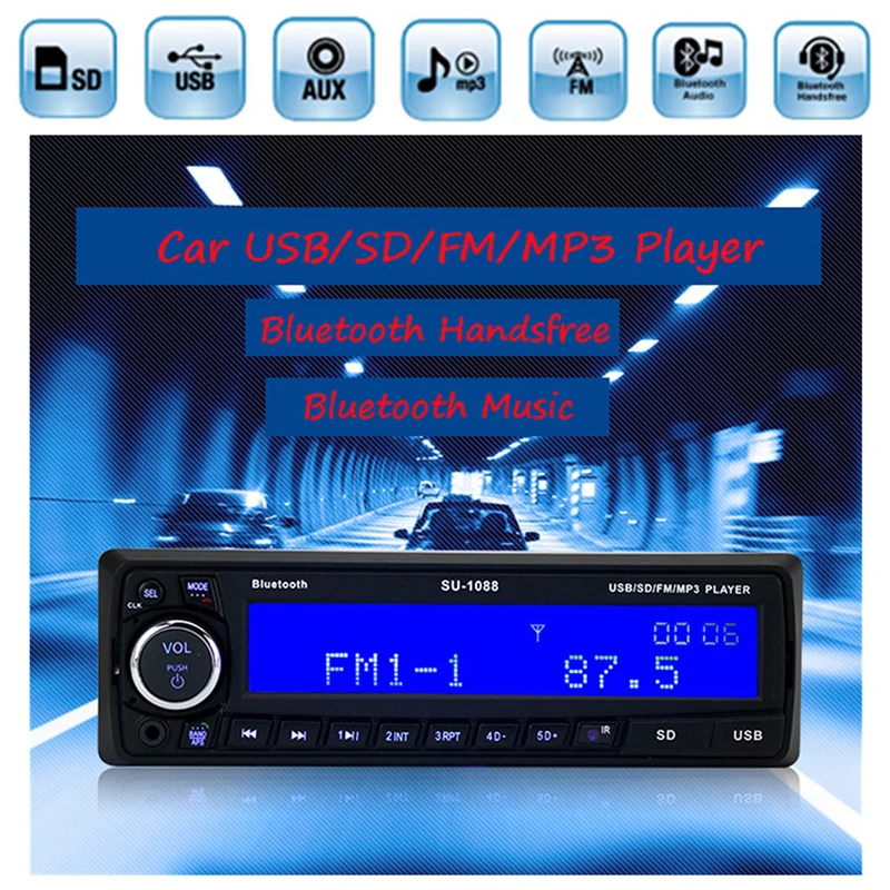 12 В Bluetooth USB/SD/AUX MP3 плеер радио автомобиль электронные стерео аудио одной FM Din