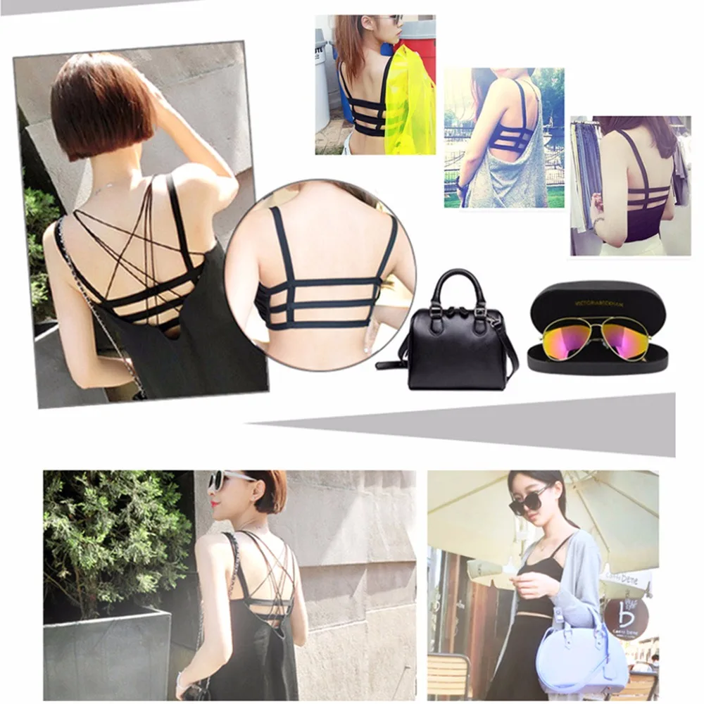 

KLV Women Sling Camisole Stretchable U-Neck Slim Sexy Back Strappy Tank Tops