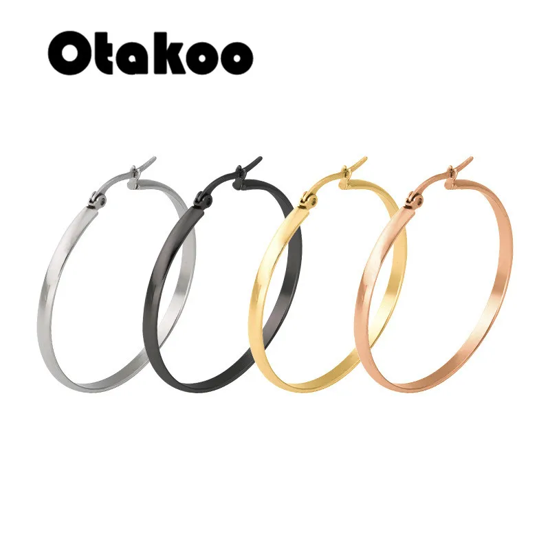 Otakoo Золотые серьги из нержавеющей стали 2018 женские маленькие или большие кольца
