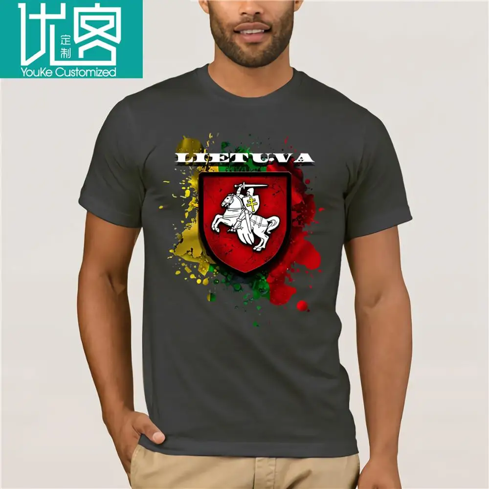 100% t shirt 2018 Fashion men t-shirt Lithuania Gift T-Shirt National Attributes Flag And Vytis | Мужская одежда