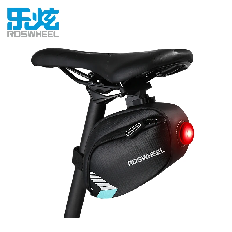 

ROSWHEEL Bicycle Saddle Bag With Tail Lamp Light Waterproof Bike Rear Bags Cycling Rear Seat Tail Bag Accessories