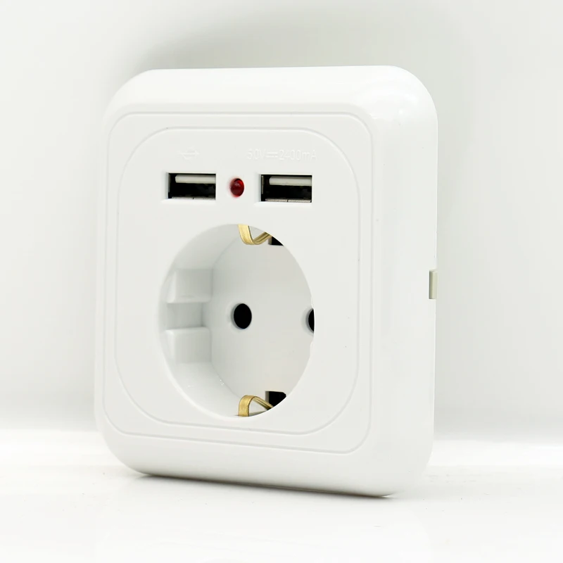 10 шт. USB розетка штепсельная вилка европейского стандарта usb порт 250 В 16А зарядное