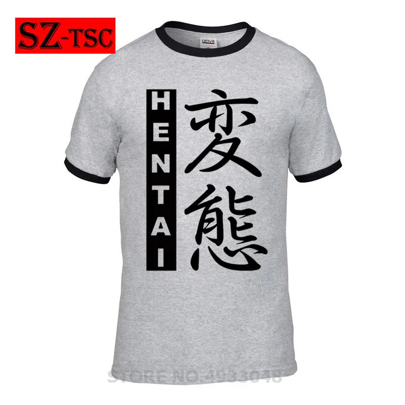 Fnatec футболка с японским Kanji Hentai Футболка мужская модная коротким рукавом