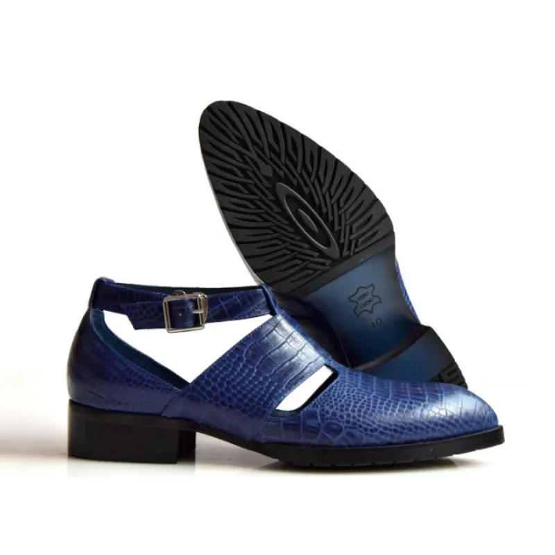 Fashion Mens Hollow Out Pointed Toe Sandals Buckle Genuine Leather Block Heels Shoes Men Rome Gladiator | Обувь