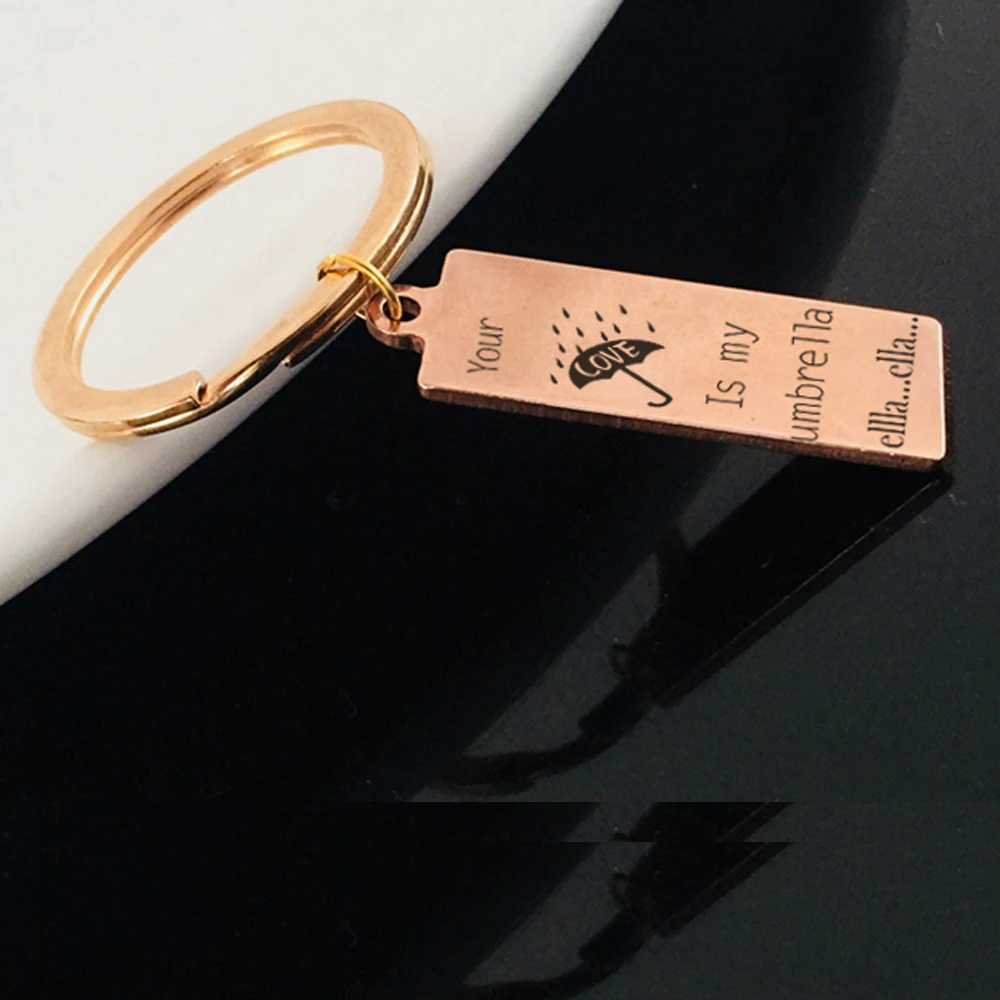 Custom Name Creative Keychain Pendant Engraved Love Umbrella Car Key Tag HIgh Quality Stamped Keyring Gifts For Girlfriend Lover |