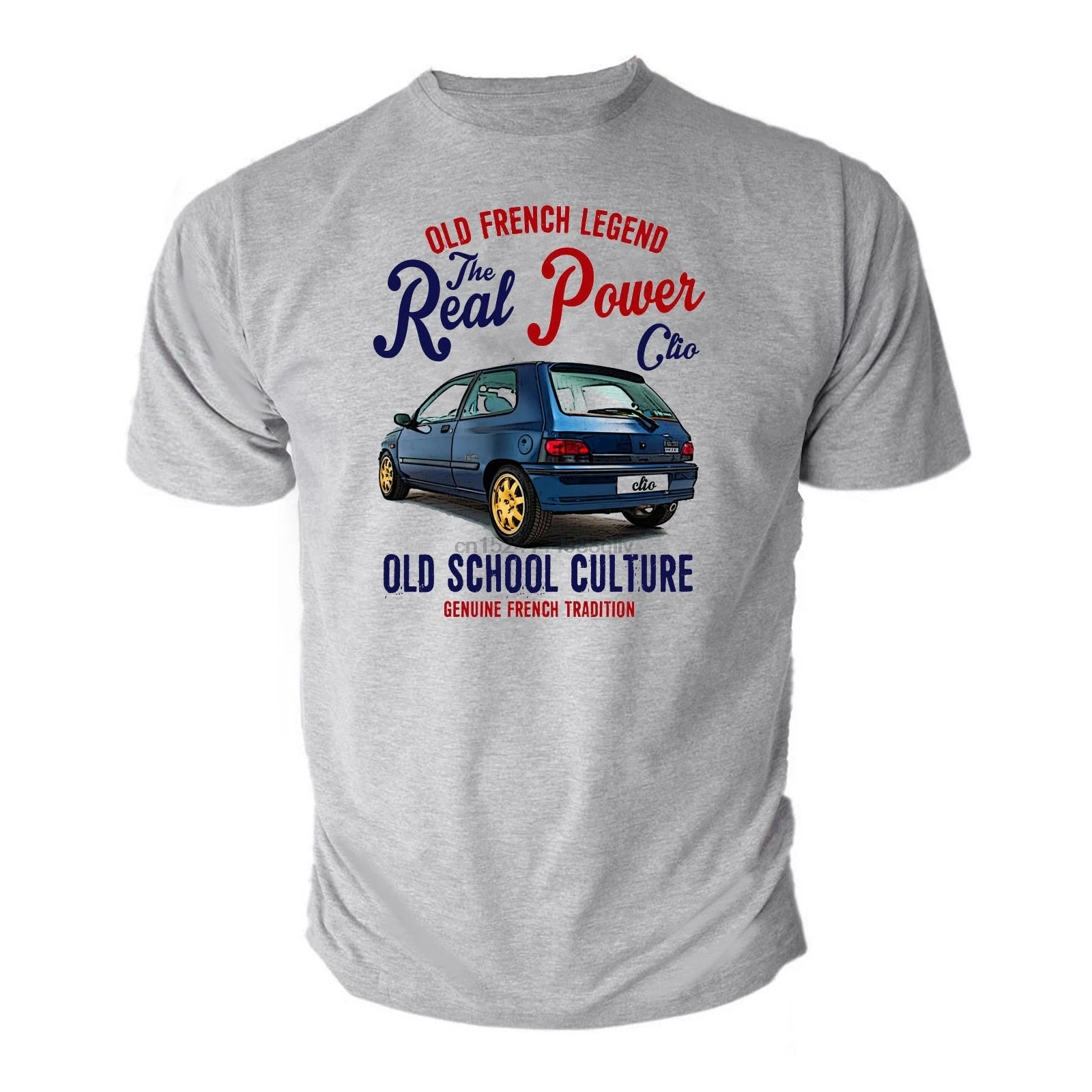 Мужская Летняя модная футболка винтажная серая с принтом &quotФранцузский