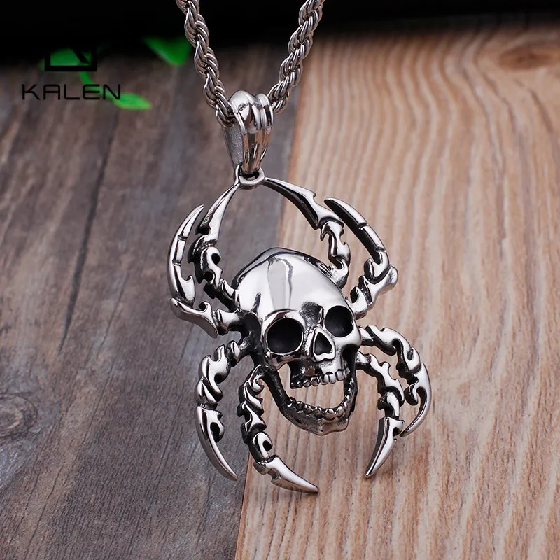 Мужское ожерелье с подвеской в виде черепа KALEN Neo Gothic из нержавеющей стали панк