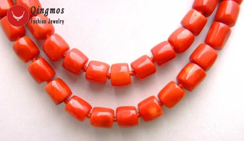 Женское колье-чокер Qingmos красное ожерелье из двух нитей кораллового цвета