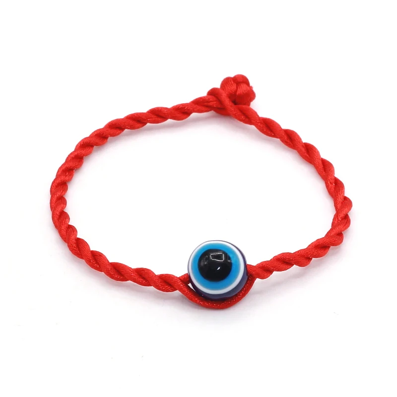 Простой стильный браслет Красная Нить красная веревка и синий 10 мм злой глаз