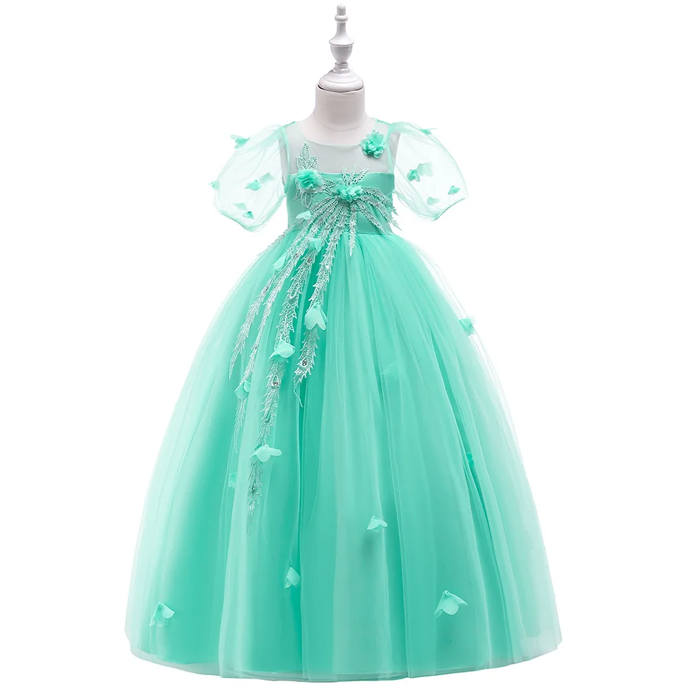 Fashion Baby Girls Dresses Children Lace Sleeves Long Maxi Tulle Evening Party Dress Formal Clothing | Детская одежда и обувь