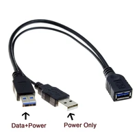cydz cable cy black usb 3 0 female to dual usb male extra power data y extension cable for 2 5 mobile hard disk