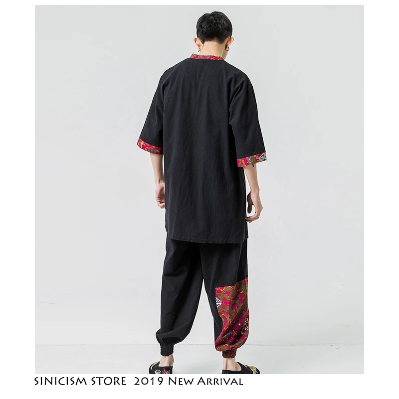 Мужской Хлопковый спортивный костюм Sinicism Store красный в китайском стиле для лета