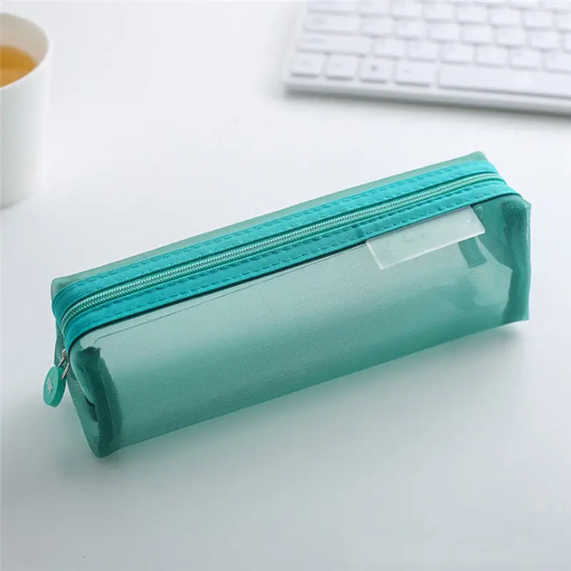 blue 1 шт милый прозрачный карандаш случаях нейлоновая ручка сумка, школьные принадлежности канцелярские чехол карандаш «кавай» Box для девочек - Цвет: blue