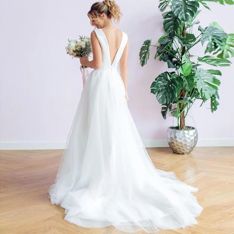 Vintage Princess A-line Wedding Dresses Cap Sleeves Appliques Beaded Bridal Dress Covered Button Sweep Train Vestido De Novia | Свадьбы и
