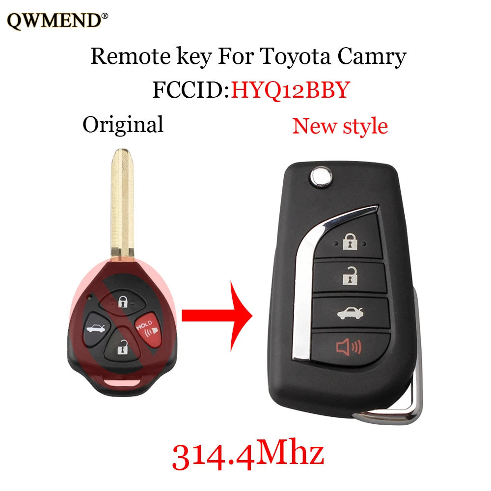 QWMEND новый стиль 4 кнопки дистанционного ключа Fob HYQ12BBY 314 МГц для Toyota Camry ключ Avalon
