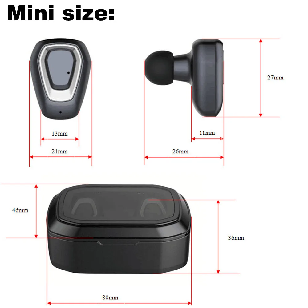 Миниатюрные беспроводные спортивные наушники-вкладыши гарнитура Bluetooth HIFI Stereo In-Ea