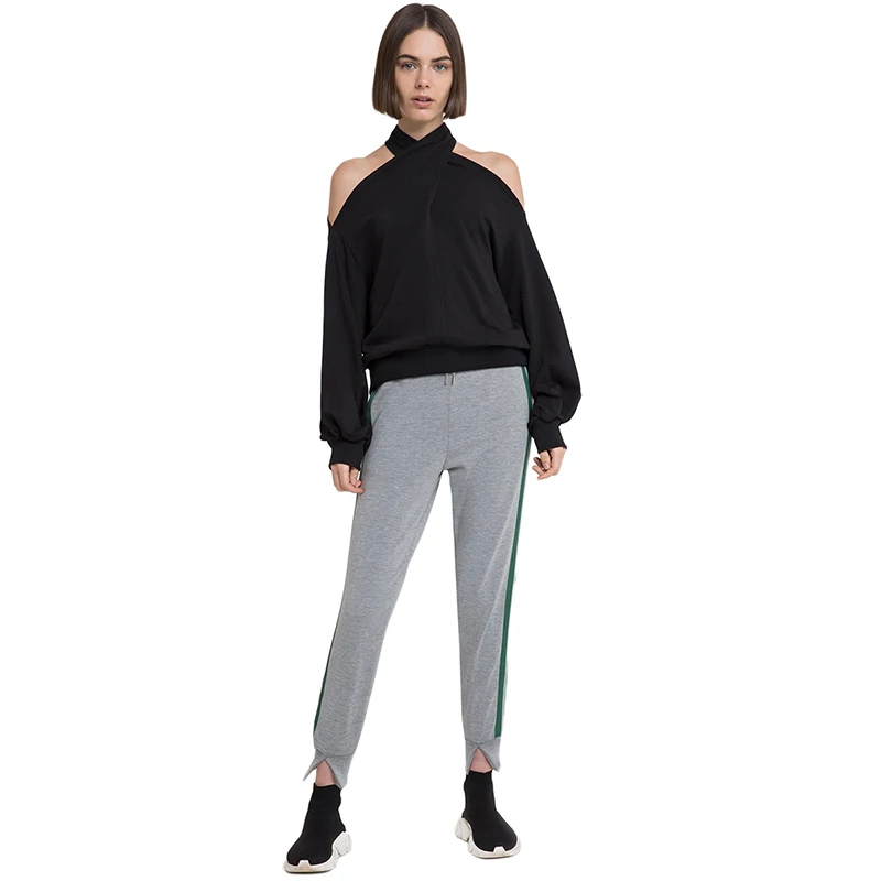 HYH HAOYIHUI дизайнерская блуза с открытыми плечами и перекрестной лямкой на шее