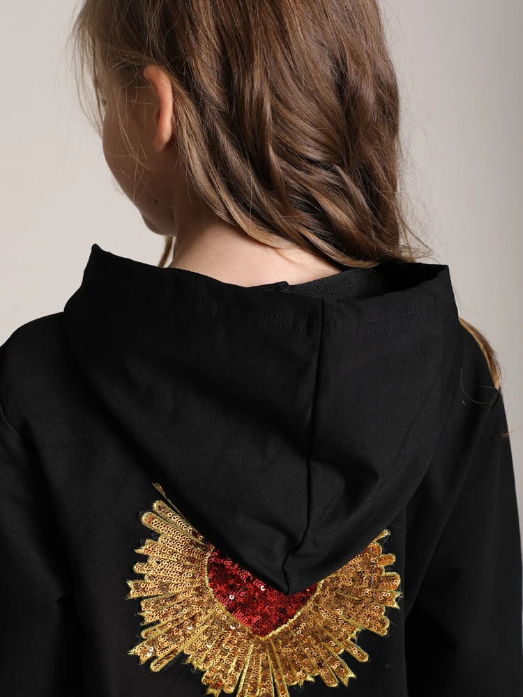 Комплекты одежды для девочек на весну и осень толстовка с рисунком сердца + штаны
