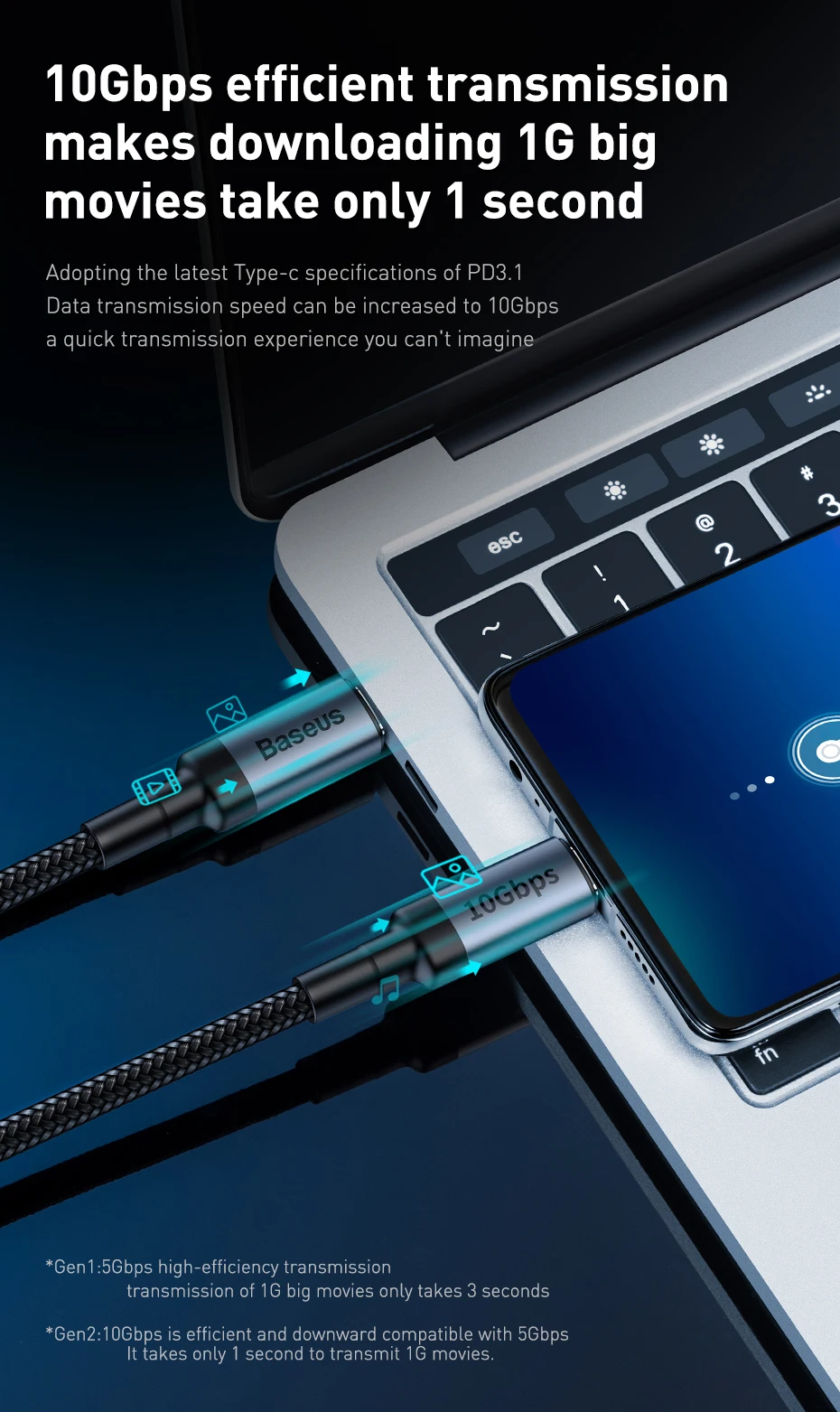 Baseus USB 3,1 type C-USB C кабель для MacBook Pro 100 Вт PD Quick Charge 4,0 3,0 USBC зарядное устройство для samsung S10 S9 huawei P30 P20