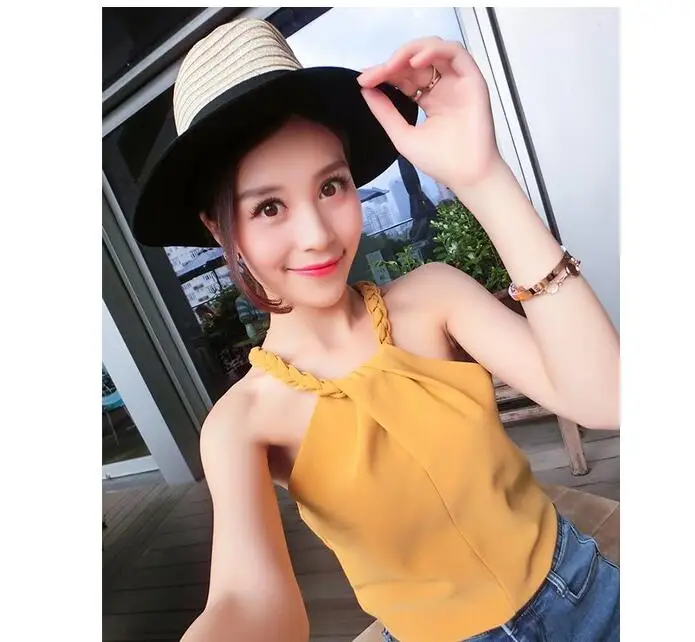 

Summer Gray Casual Knit Fitted Crop Halter Top Women Sexy Short Tees Cami Vest Sexy Top