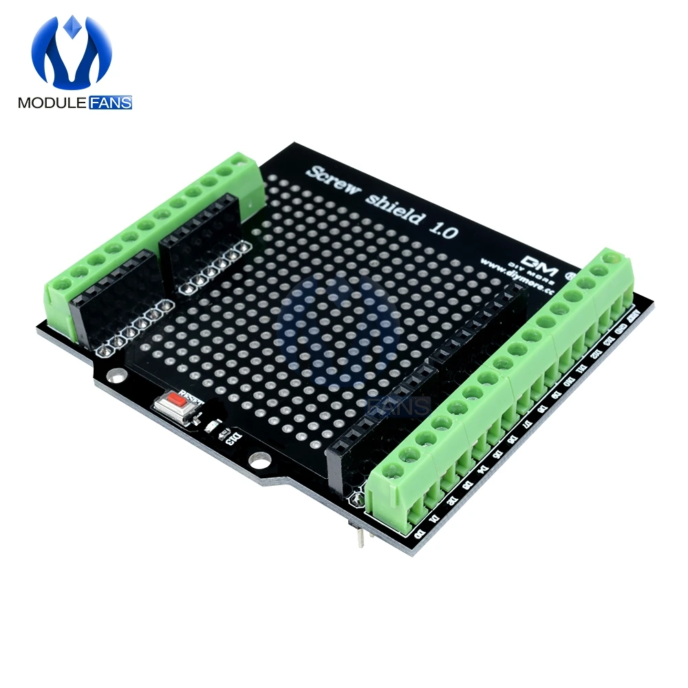 Proto винт щит для Arduino с открытым исходным кодом Кнопка сброса D13 светодиодный для макетной платы 3,81 терминал Двухсторонний PCB SMT припой DIY