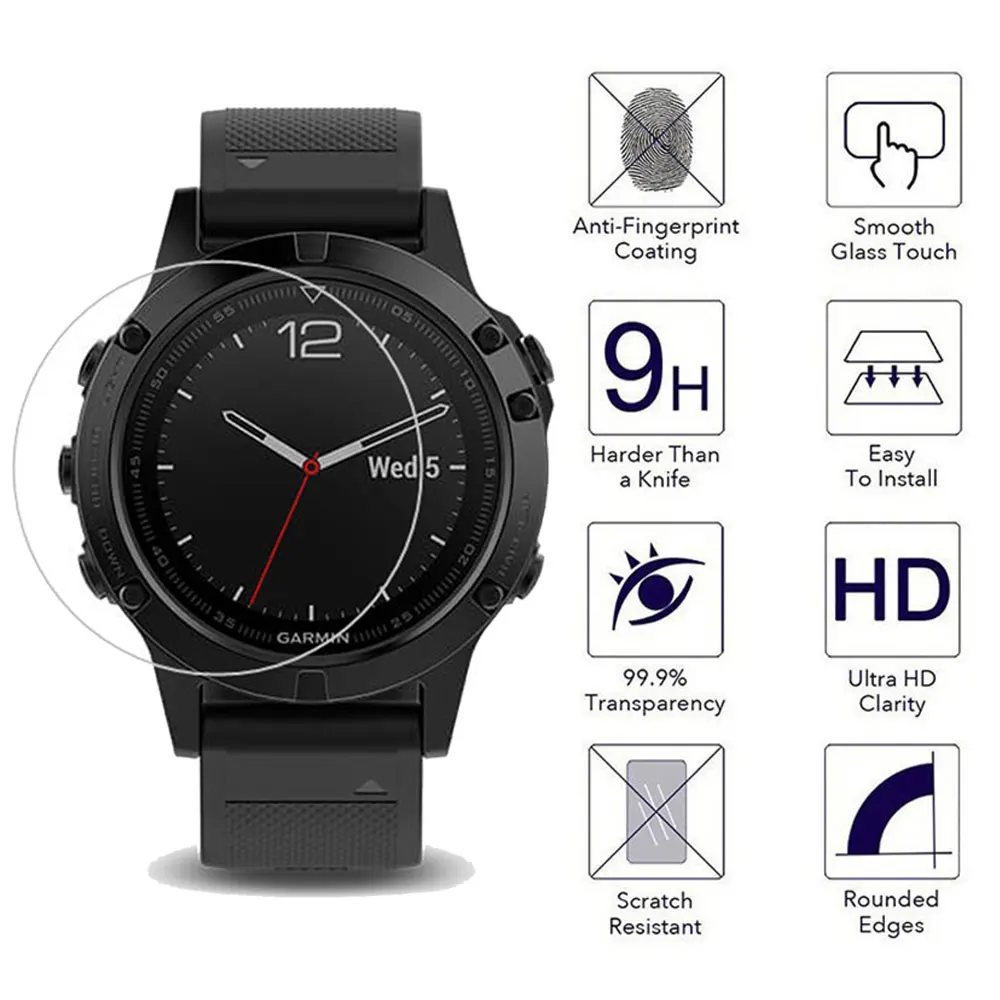 Защитная пленка для экрана часов Garmin Fenix 5 9H из закаленного стекла с защитой от