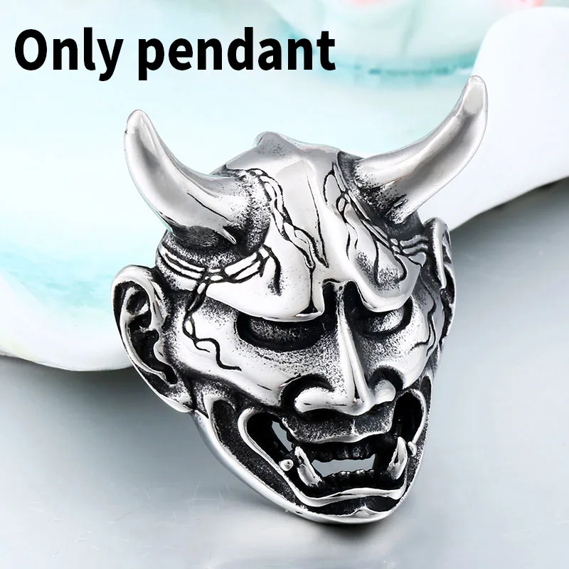 BEIERStainless steel Evil Oni Noh Hannya ожерелье с подвеской-маской, кошелек, соединитель, Очаровательная цепочка,, подарок на Хэллоуин, BP8-382 - Окраска металла: BP8-382