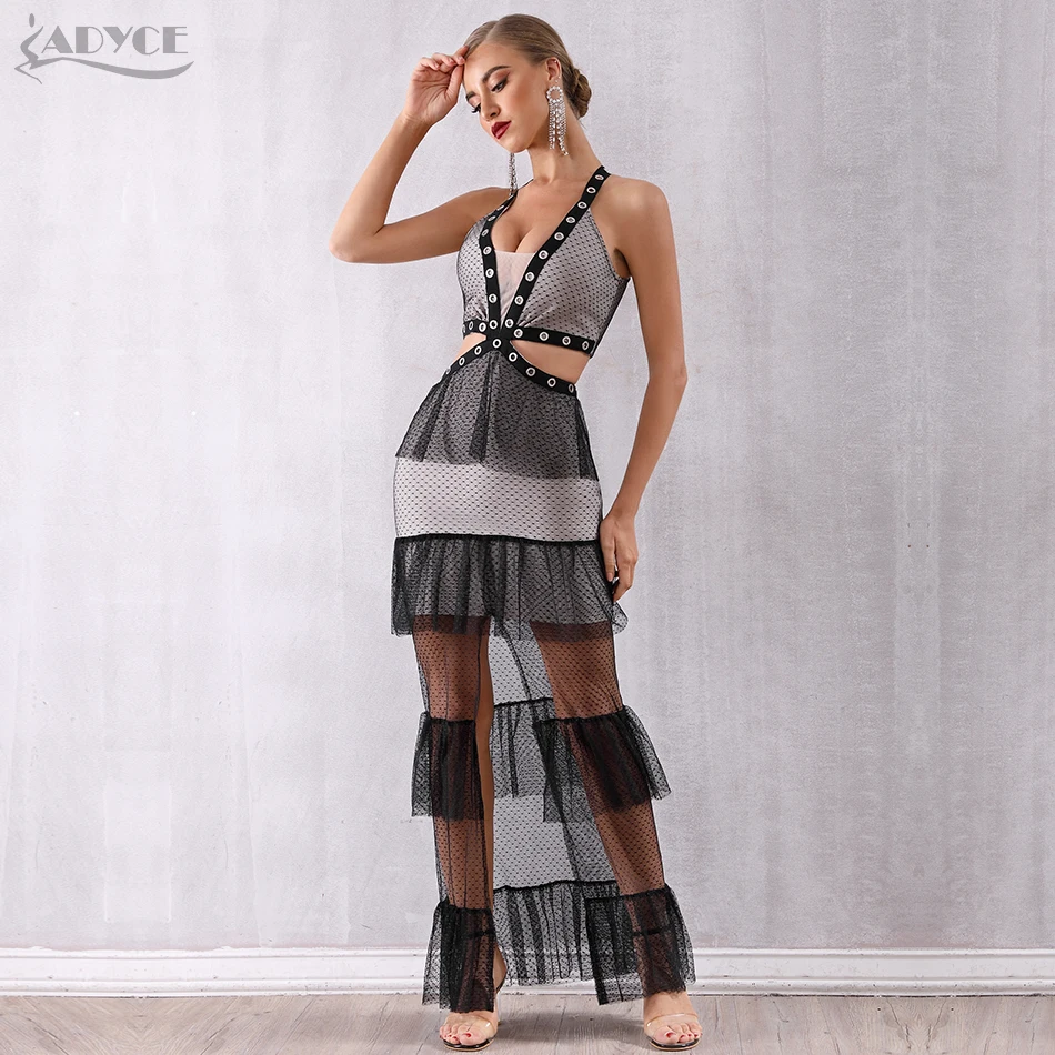 Женское облегающее платье Adyce кружевное Клубное с глубоким вырезом на шее лето