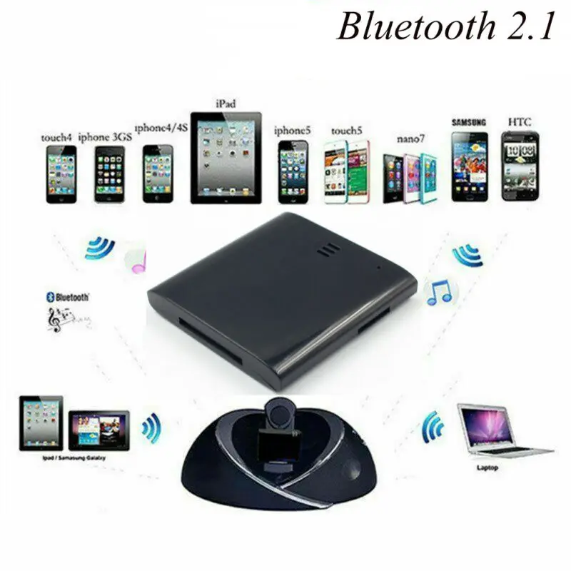 Беспроводной музыкальный ресивер Bluetooth 2 1 аудиоадаптер для iPod iPhone 30 контактов док