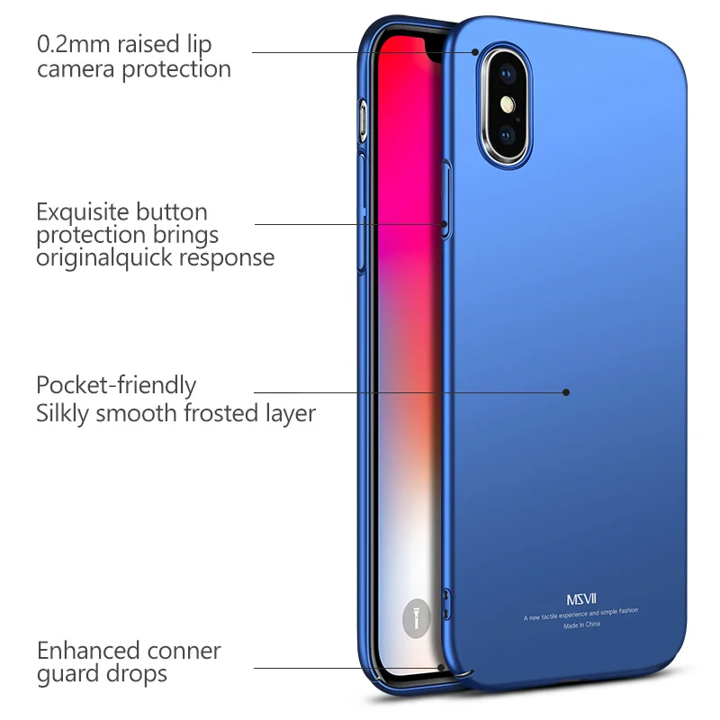 Чехол Msvii для Apple iphone X Ультратонкий Роскошный чехол 10 жесткая задняя крышка из