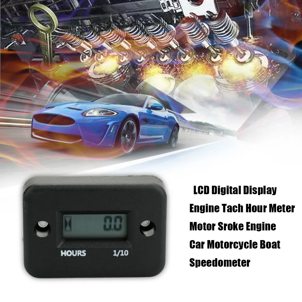 Waterproof LCD Digital Display Engine Tach Hour Meter Motor Sroke Car Motorcycle Boat Speedometer | Автомобили и мотоциклы