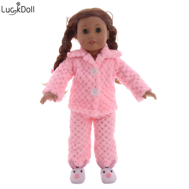 LUCKDOLL мягкие пижамы Ночная рубашка подходит 18 дюймов Американский 43 см Детские аксессуары для кукол, игрушки для девочек, поколение, подарок на день рождения - Цвет: n683