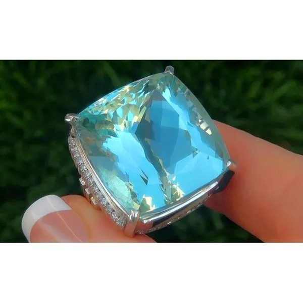 Роскошное женское кольцо с большим синим циркониевым камнем, модное 925 Серебряное обручальное кольцо для женщин, обручальное кольцо, подарки на год