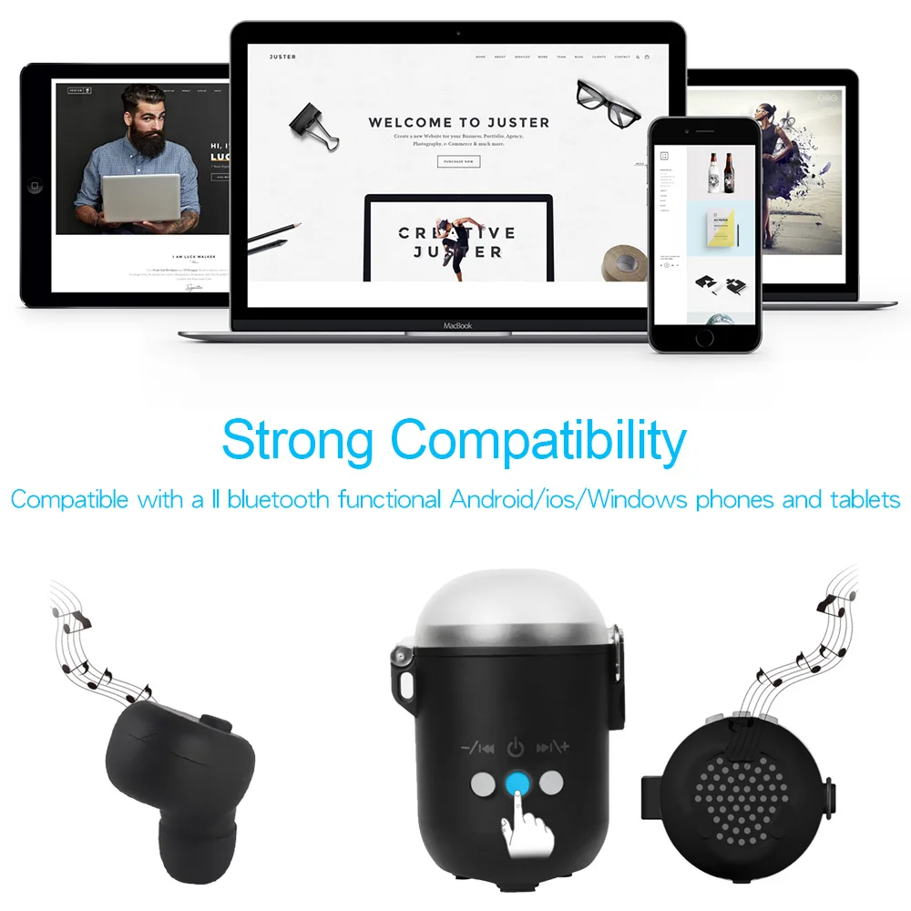Спортивные наушники и IP68 беспроводные bluetooth с микрофоном для смартфона зарядным