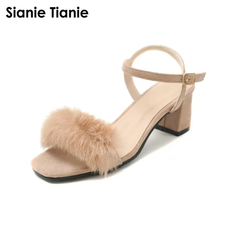 Sianie Tianie/2019 г. летняя модная женская обувь на высоком квадратном каблуке с