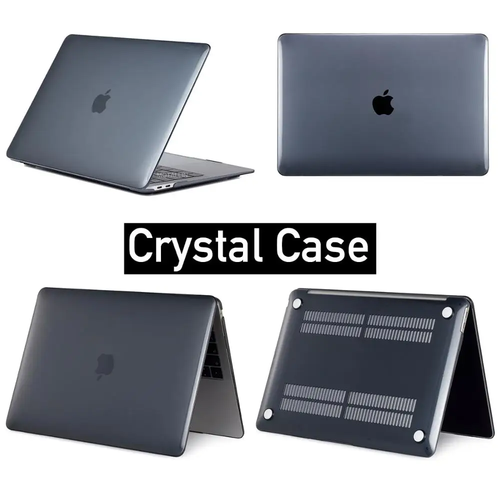 Black-crystal MQTALLIN, матовый/Кристальный чехол для ноутбука MacBook Pro retina Air 11 12 13 15 дюймов, для Mac book new pro/Air 13, чехол - Цвет: Black-crystal