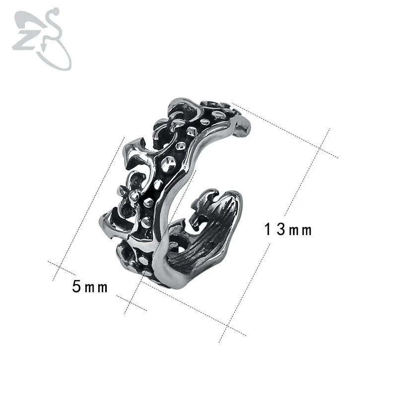 ZS Панк Корона Клипсы Серьги для мужчин и женщин ювелирные изделия из нержавеющей