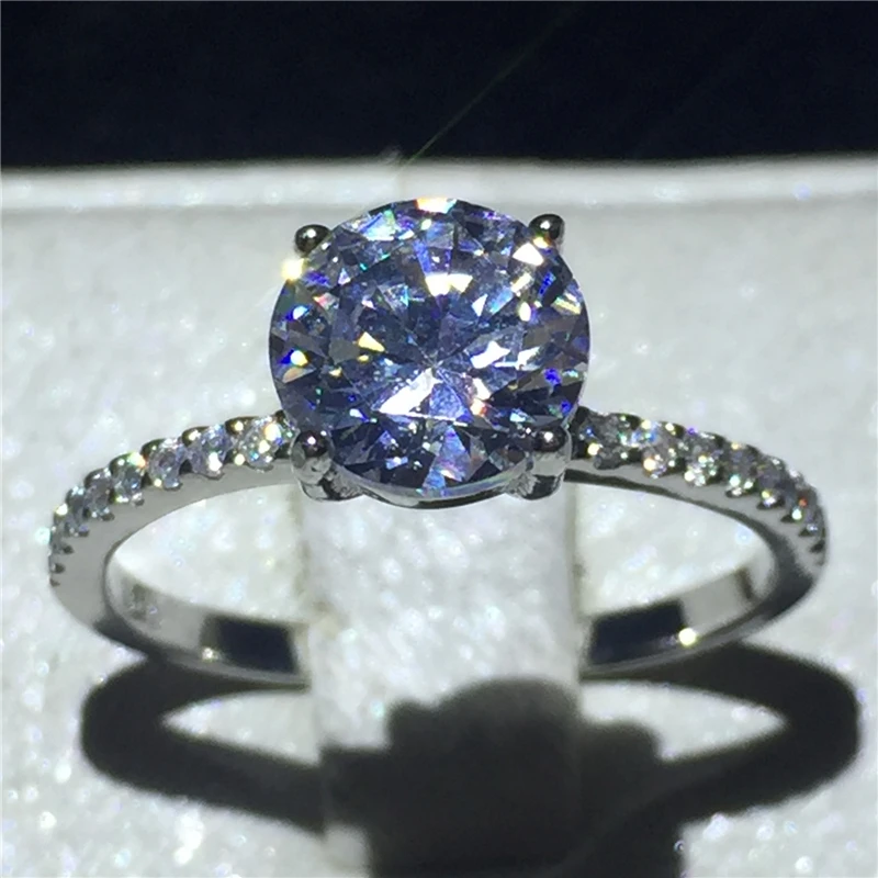 

Ювелирные изделия с камнем-солитером 100% цельное кольцо из стерлингового серебра 925 пробы 1ct Sona Циркон Камень Обручальное кольцо для женщин п...